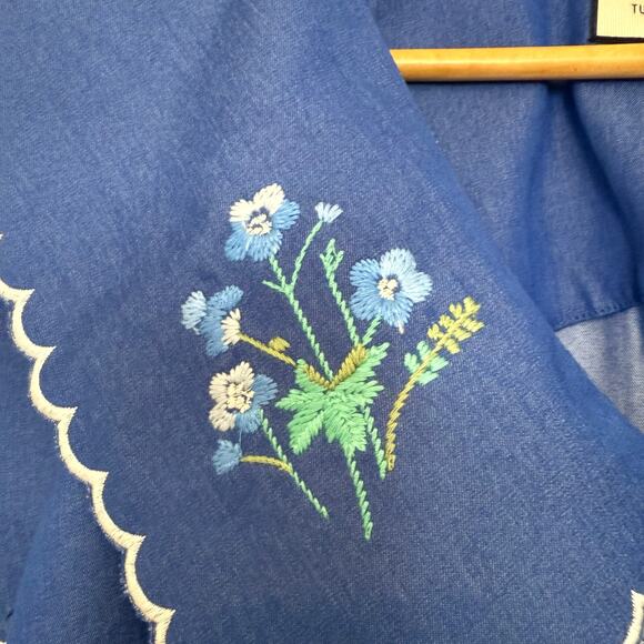 Tuckernuck Chambray Davis Embroidered Maxi Dress, Blue S Small - Picture 8 of 9